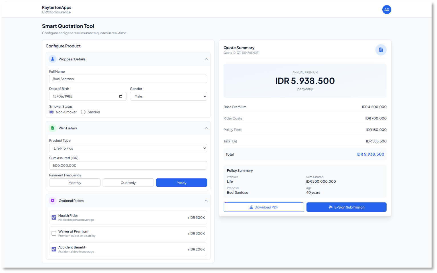 Smart Quotation and Underwriting