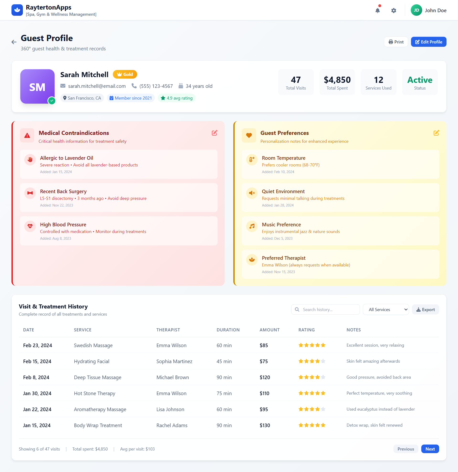 Guest and Health Record Management