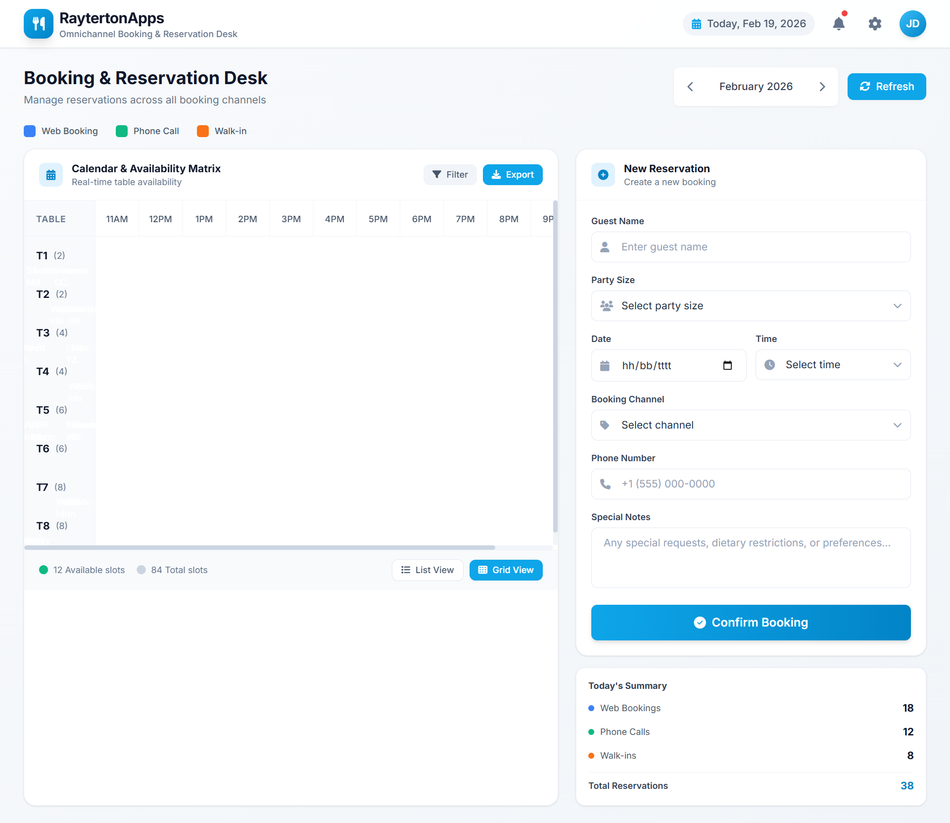 Omnichannel Booking and Reservation Desk